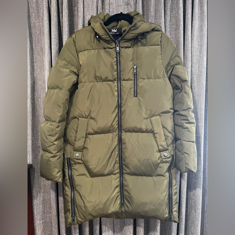 Orolay Women's Army Green Hooded Puffer Jacket - Down filled size S - Picture 3 of 8
